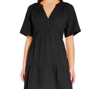 Women’s Black V-Neck Short Sleeve Dress